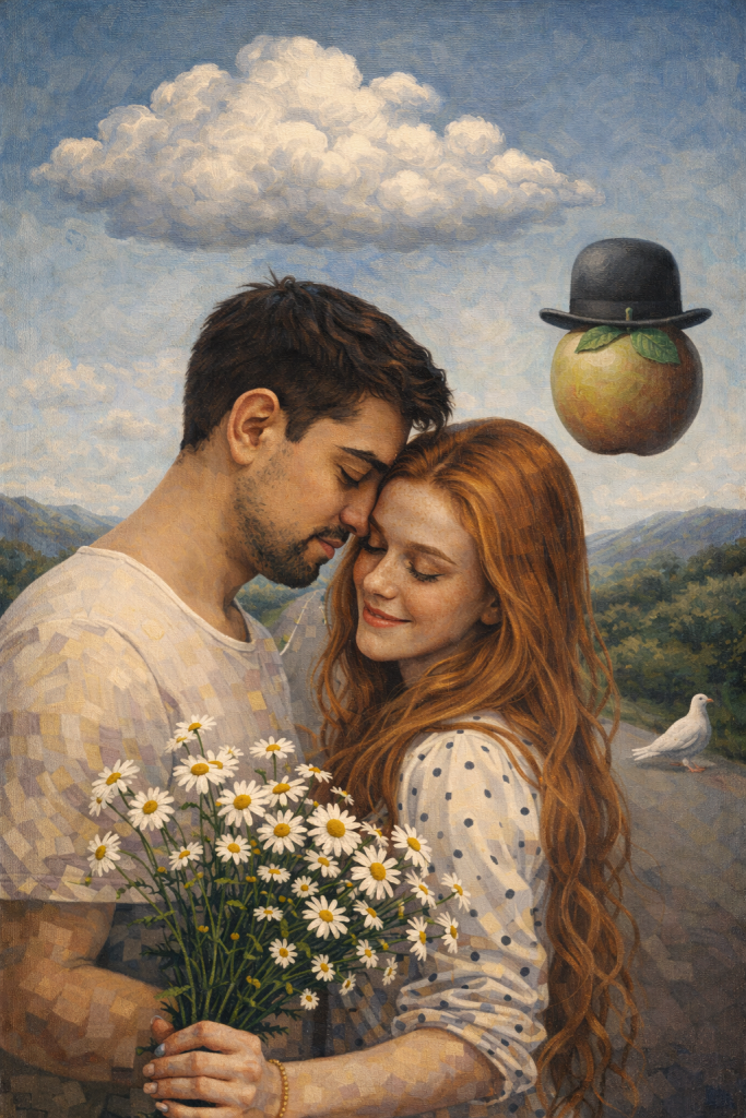 10.2 magritte tarzında, sakin ama tuhaf bir gercekustu atmosfer